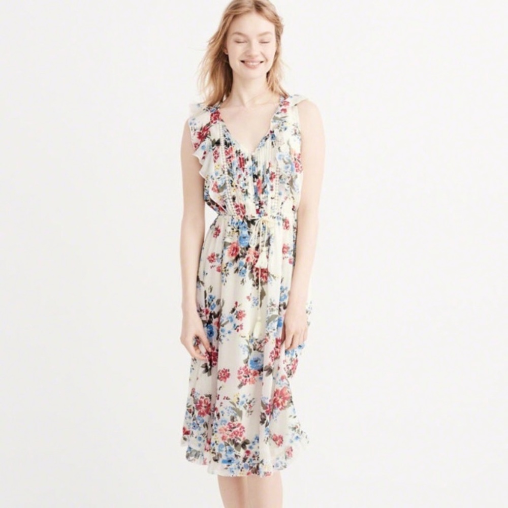 Abercrombie & Fitch floral ruffle midi dress